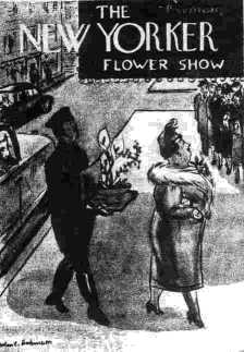 An Earlier Flower Show: New Yorker cover from the 1930s showing society matron with Flower Show entry